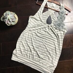 Threads Brand - Cream and Blue Striped Cross Tank